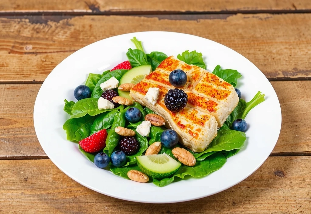 Plato con alimentos saludables y coloridos