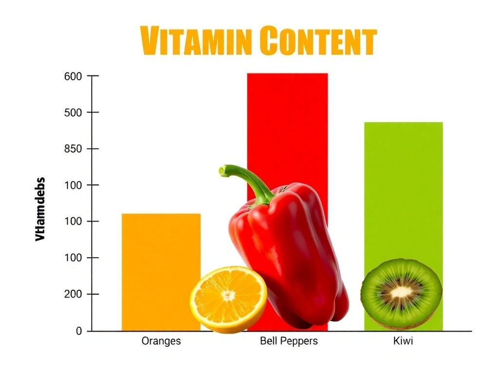 Gráfico comparativo de contenido vitamínico en alimentos